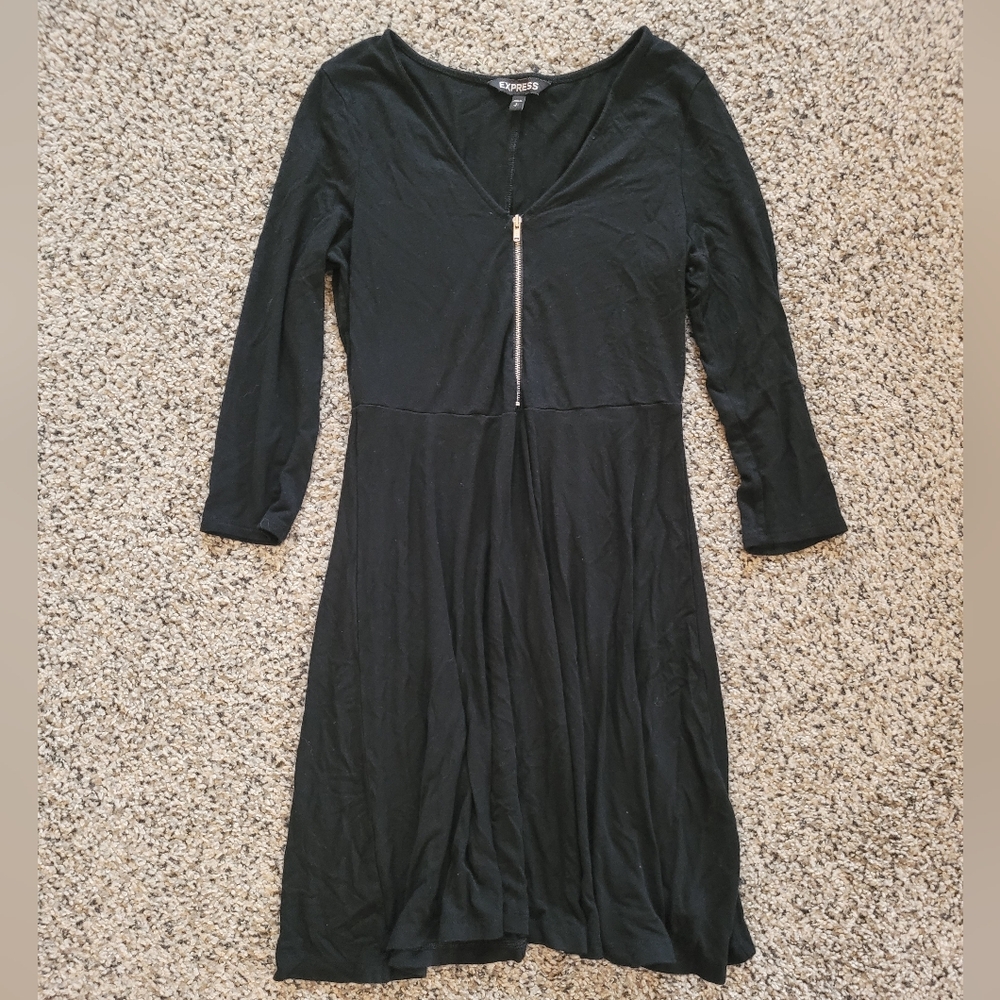 Express Zipper Detail Black Dress